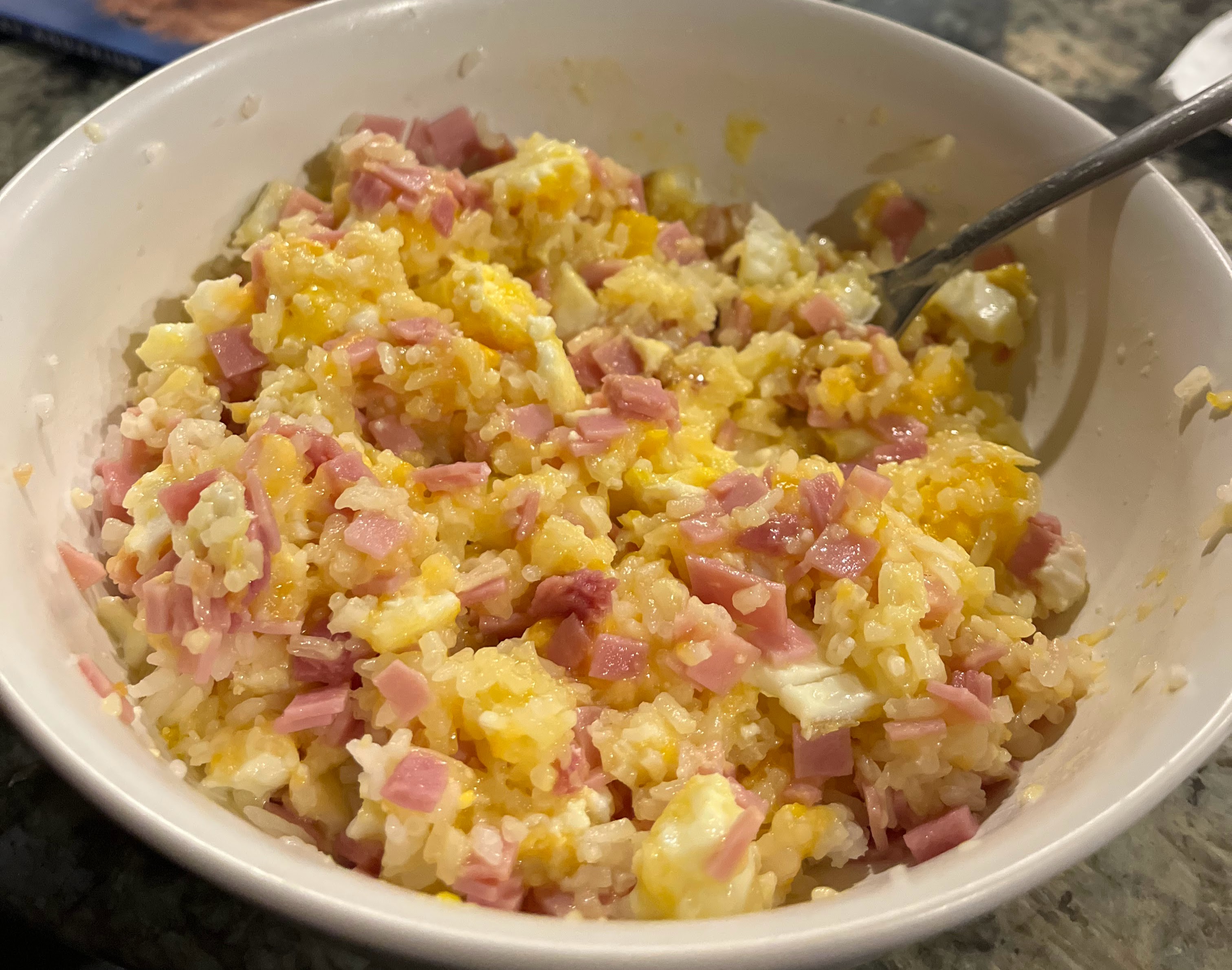Rice + ham + egg + cheese