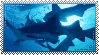 Sharks swimming stamp